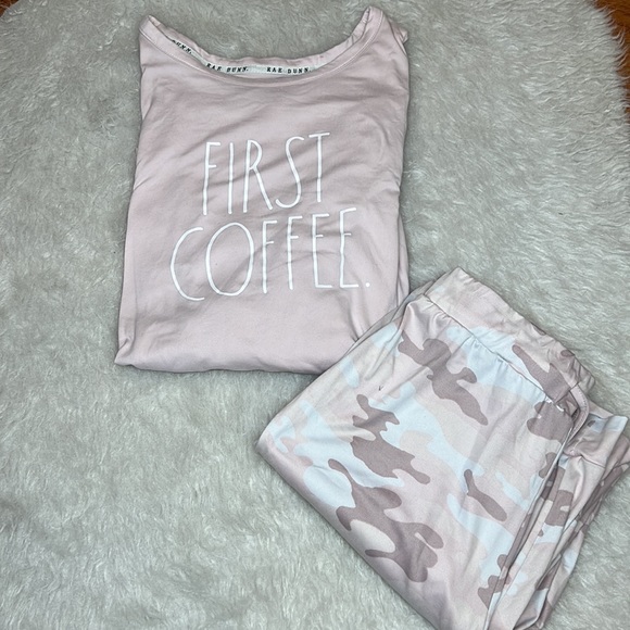 Rae Dunn Other - RAE DUNN Pale Pink First Coffee Pajama Set